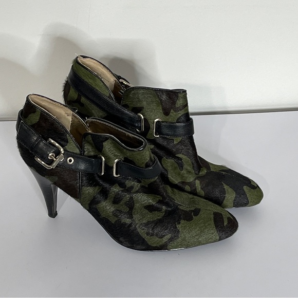 Nine West Sappheir Camo Cow Leather Hair Heel Ankle Booties - Picture 2 of 7